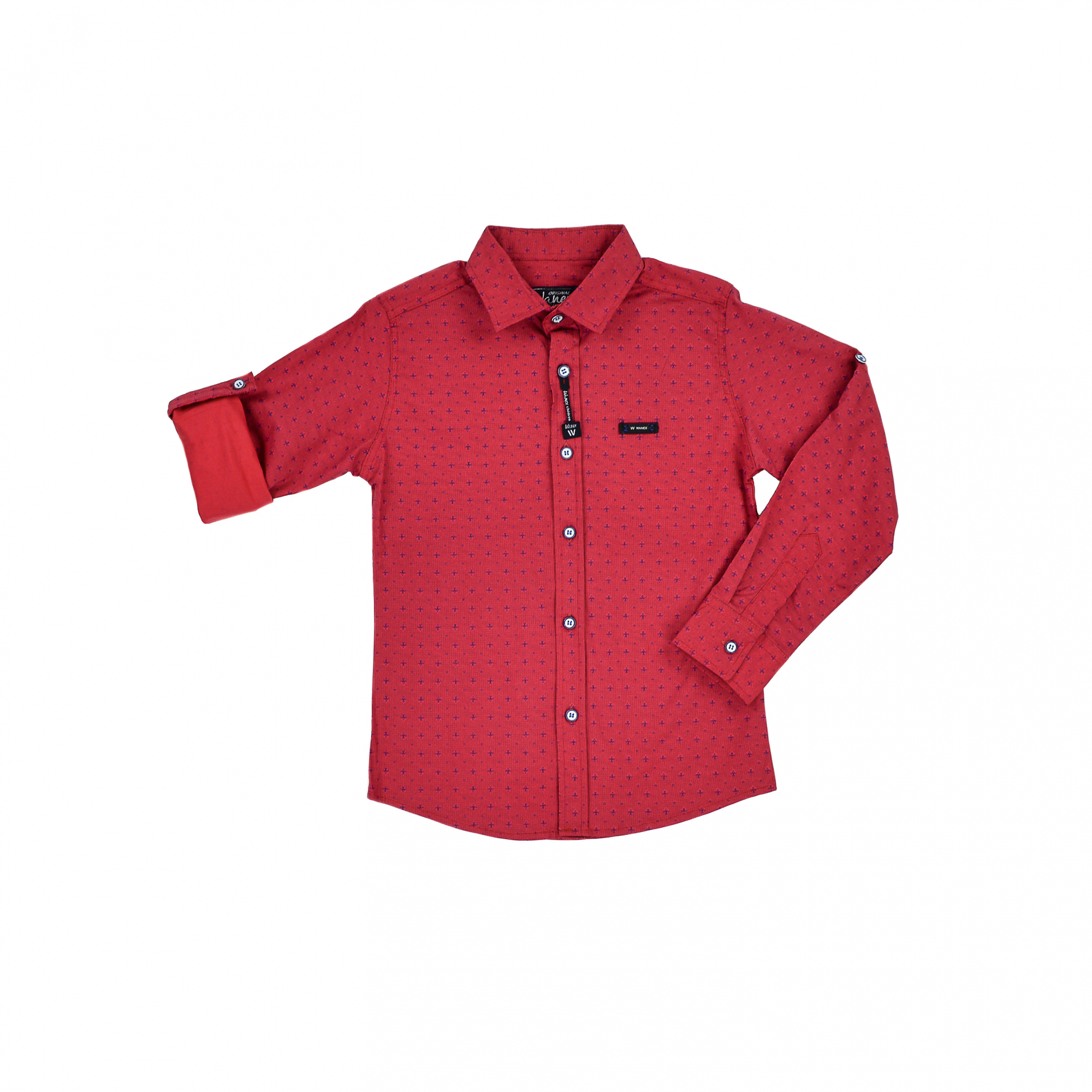 Красная рубашка с узором для мальчика