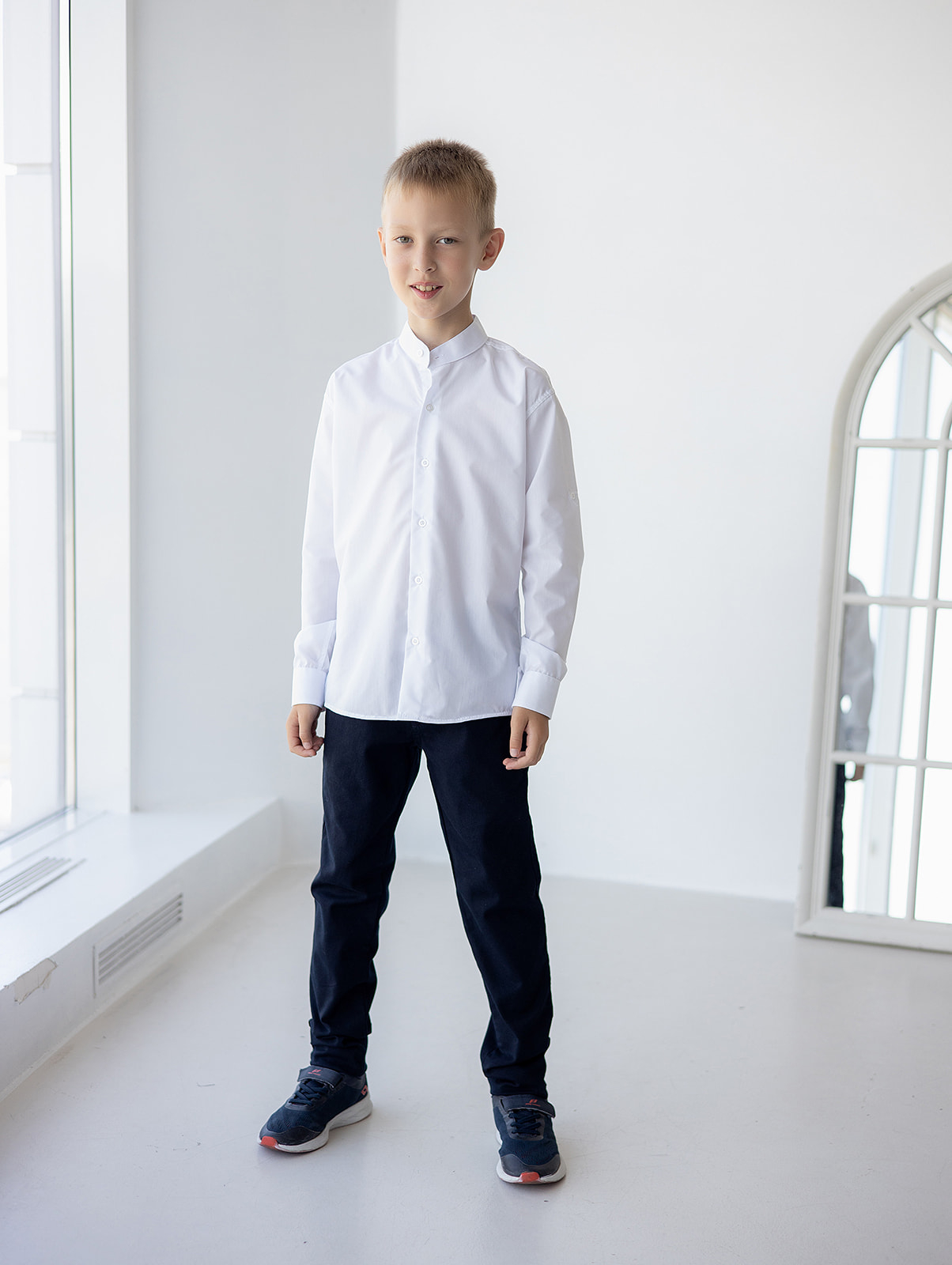 Белая рубашка стойка "Classic" для мальчика