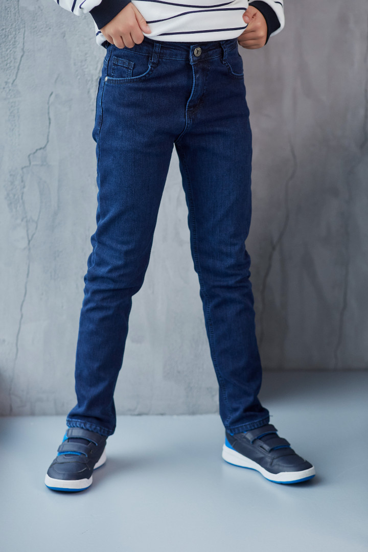 Утеплённые синие джинсы для мальчика